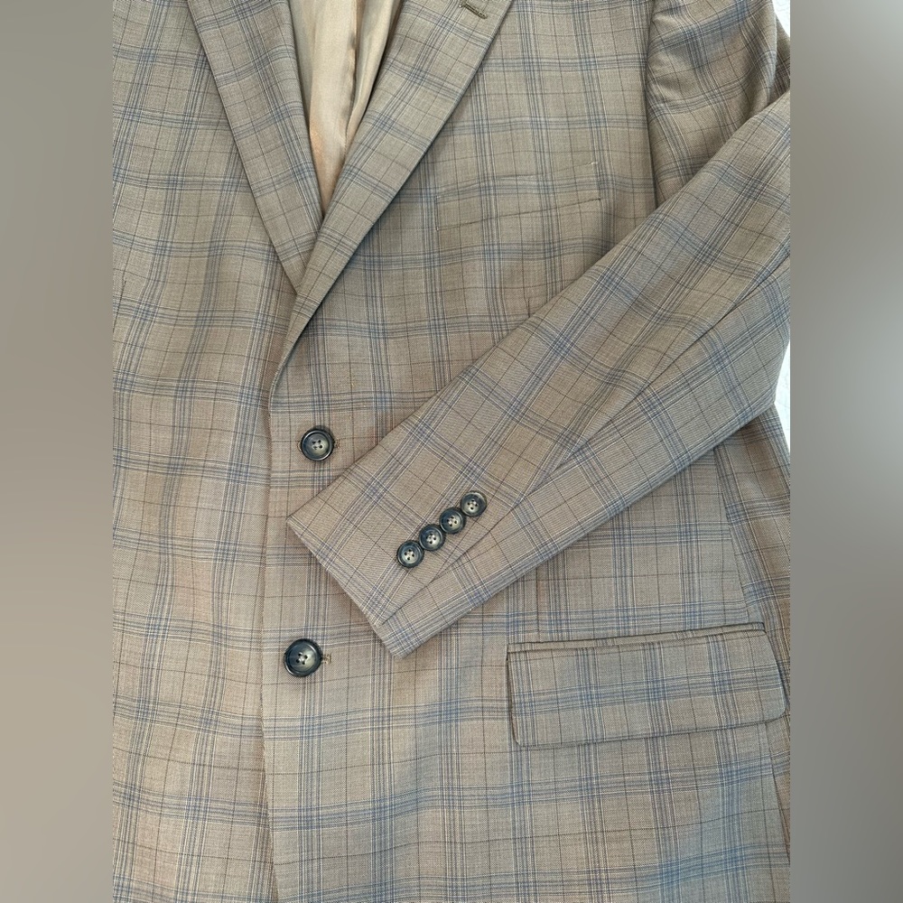 Joseph & Feiss | Classic Sportcoat | Light Brown Windowpane | Size 48R